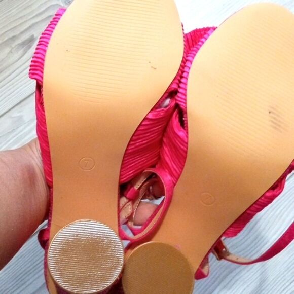 (S-3607) BAYQ Bowknot Open Toe Ankle Strap Block Heel Sandals Sz 7 - Picture 6 of 11